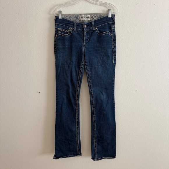 Ariat Denim - Ariat REAL Denim Womens Slim Bootcut Jeans Dark Wash Studded Pockets Size 28L